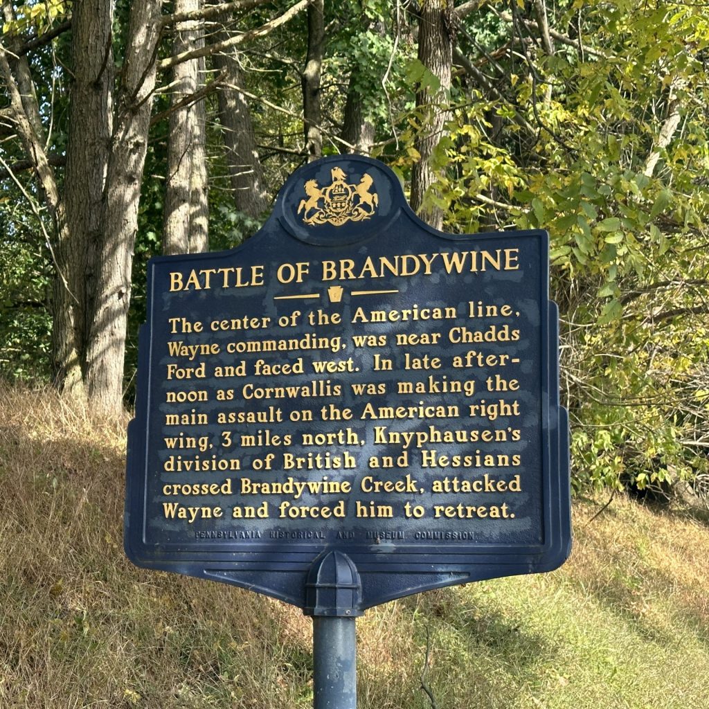 Historic marker marking the Battle of Brandywine