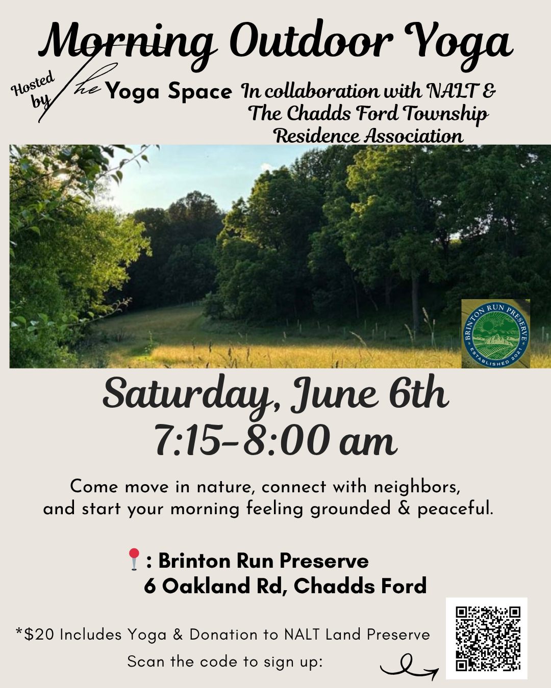 Morning Outdoor Yoga at Brinton Run Preserve